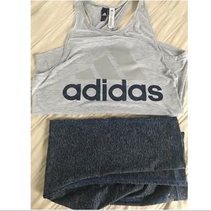 Adidas workout tank with Under Armour leggings